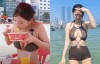 【蜗牛娱乐】喜歡台灣的韓國女生Judy海灘換「爆乳比基尼」猛嗑滿漢大餐
