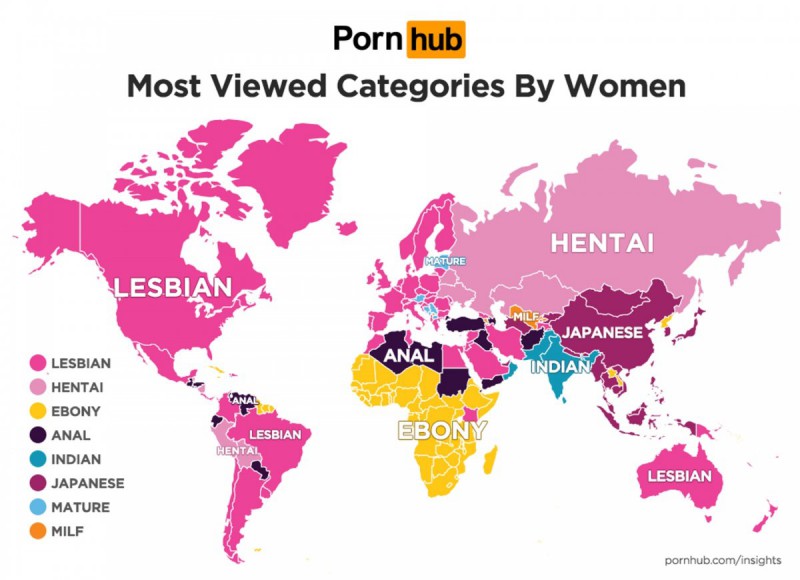 Pornhub 女性用户数据 日本与中国女生最常看哪类 AV