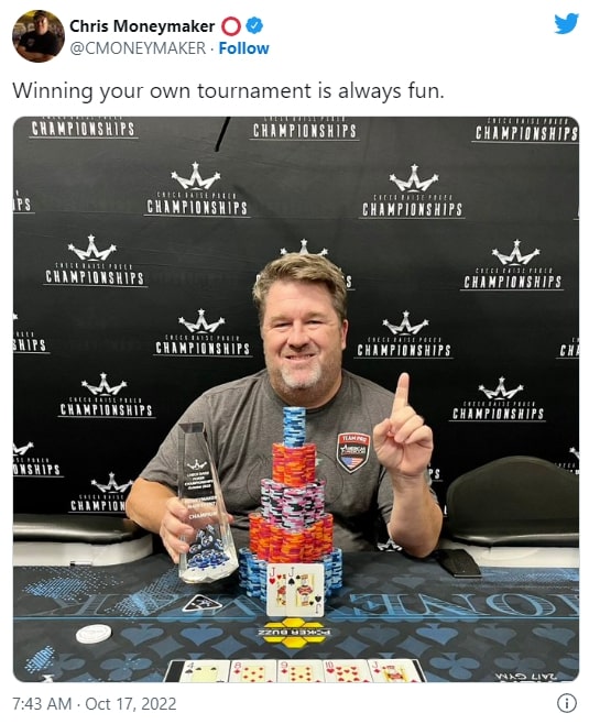 【EV 扑克】Chris Moneymaker 赢得以他命名的锦标赛