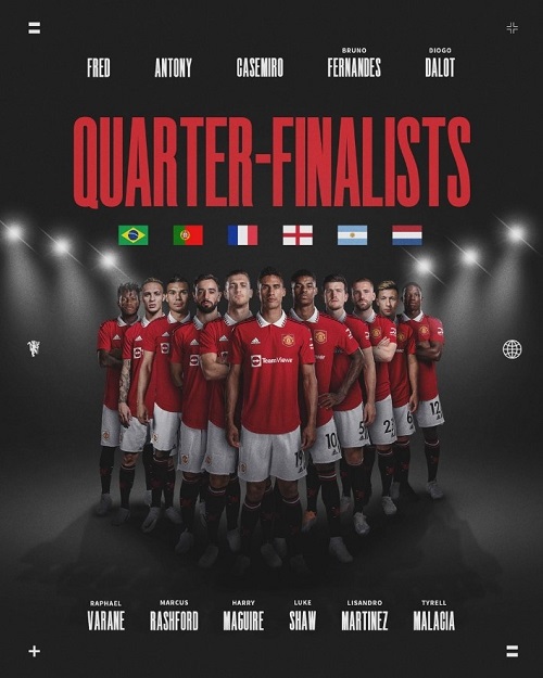 球盟会-曼联晒出队内 11 人参加世界杯 1/4 决赛海报：英格兰巴西均三将在列，球盟会助力你的致富之路！