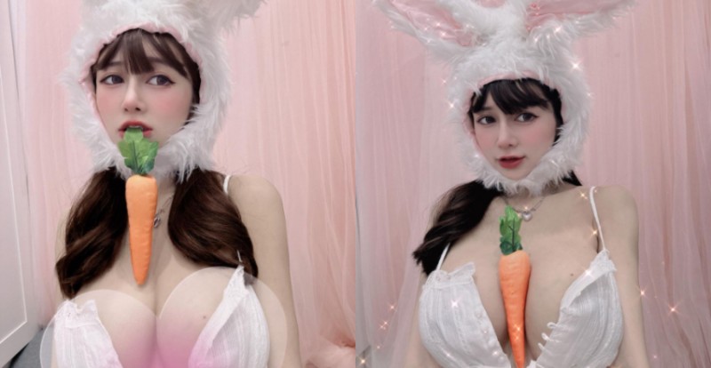 超萌兔兔「安希 Anxi」吃蘿蔔　胸口夾一根想要外帶！
