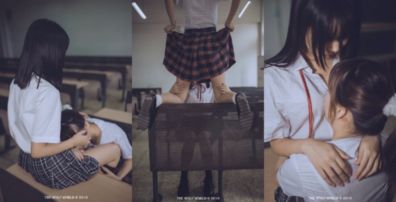 極上百合戀！兩個「JK 學生妹」在教室裡互相探索羞澀的「青春肉體」！