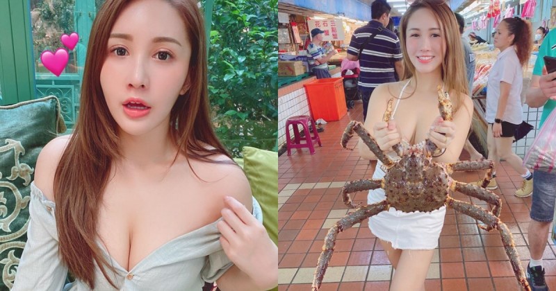 真材實料！「Bivi 華華」逛市場被帝王蟹嚇歪，網友猛流口水：想吃奶油螃蟹了！