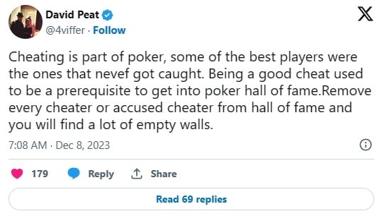 【EV 扑克】高额桌常客 David Peat：作弊是扑克游戏的一部分