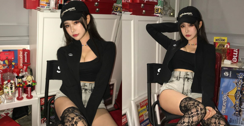 暗黑系！高冷正妹「熱狗 BB」飽滿上圍就快被擠爆，蕾絲美腿更讓人鼻血狂噴！