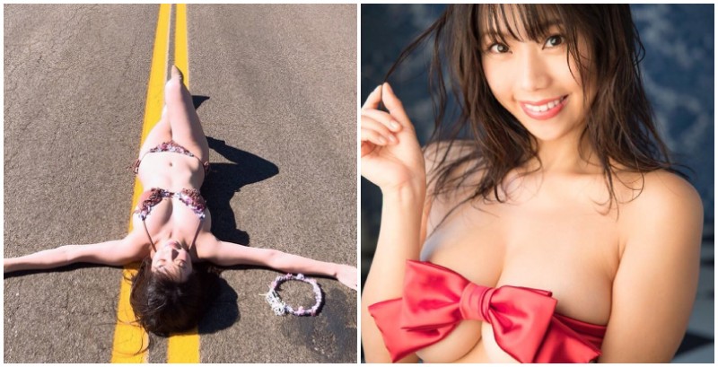 我也想撲倒在雙黃線上！H 奶寫真女星「鈴木ふみ奈」解放巨乳美尻的公路旅行！
