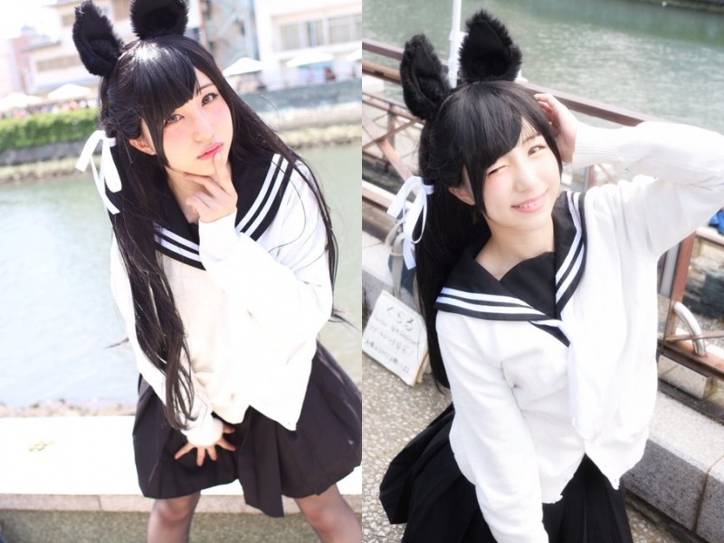 小惡魔 Coser「くらる」超心機穿搭水手服+兔耳朵　忍不住想要收服了