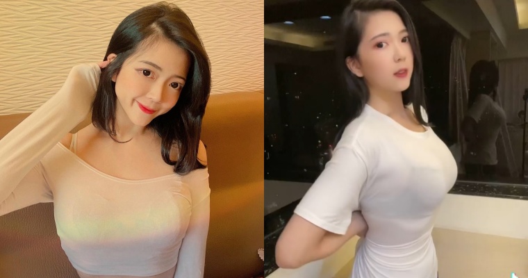 172 cm 美女業務「品妍」TikTok 福利滿滿！手抓白衣襯托凹凸好身材