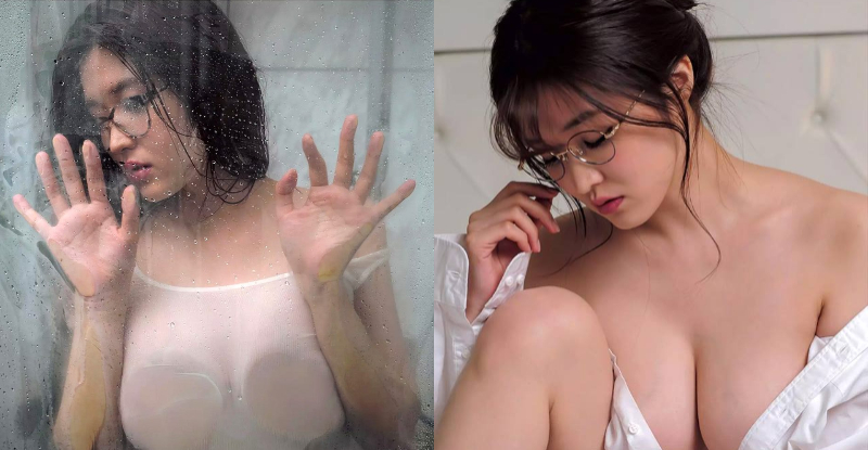 小心呀！軟嫩「OL 眼鏡孃」褪去白襯衫露出渾圓巨乳　兩球 G 奶炸裂玻璃！