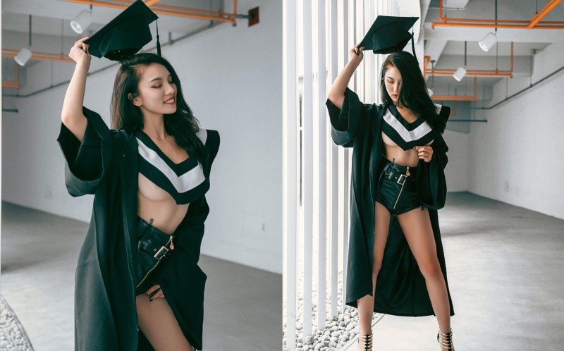 最胸學士照！高科大女大生 Effi「南半球炸裂」比例超犯規　網：想和你當同學