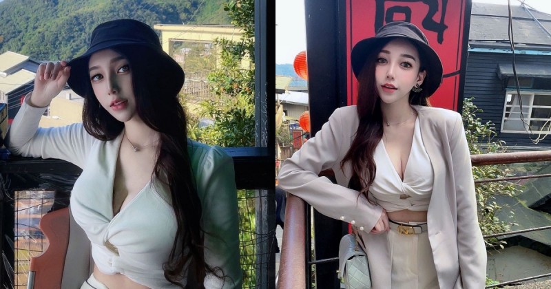 九份茶樓出現「美乳正妹」Miko 米可！「事業線小蠻腰」讓人無暇看風景！