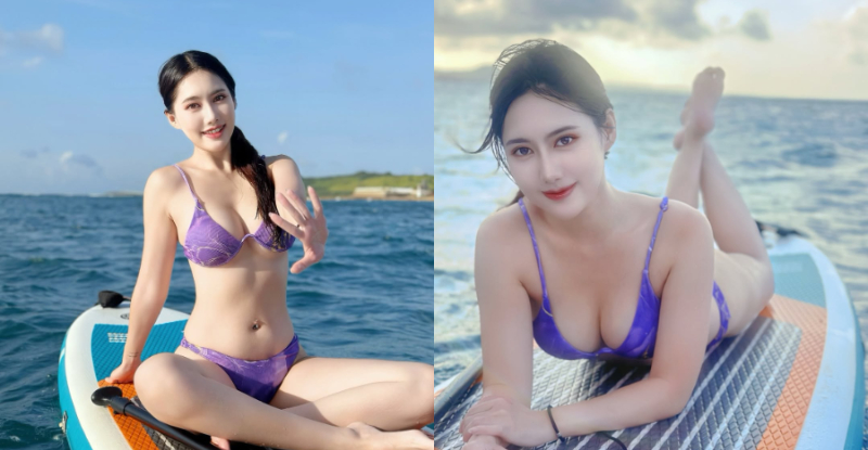 火辣壽星「仙仙 Shan」後壁湖曬福利，槳板擺拍「美乳加大長腿」