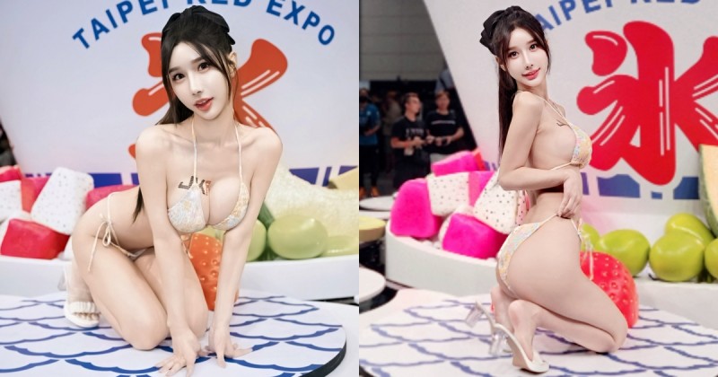 雪乳女神「夢夢」TRE 現身！剉冰轉盤上「雪白美體」凹凸有致，幫粉絲清涼一夏！