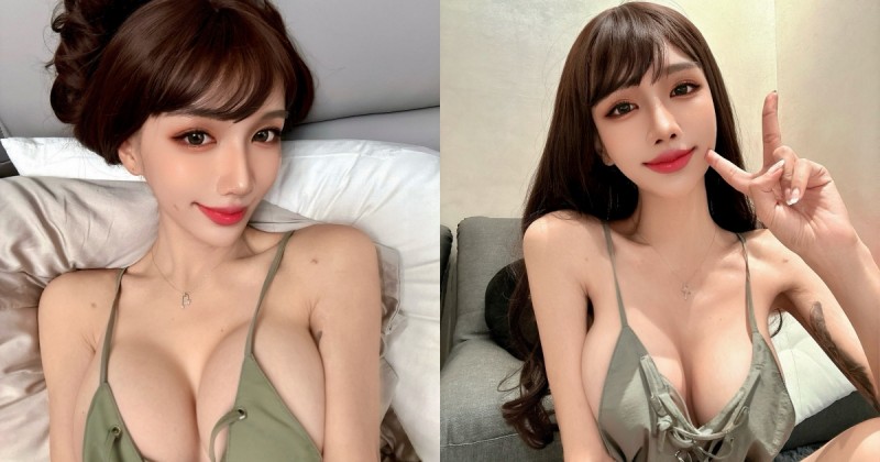 台北小明日花？巨乳辣妹「畇安」裡面不穿 bra，躺下後「白嫩雙球」溢出來！