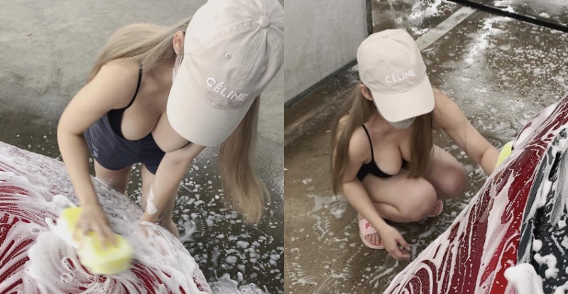 【蜗牛娱乐】這裡有人應徵洗車工!巨乳辣妹賣力刷車 晃動幅度太強勁 【蜗牛娱乐】這裡有人應徵洗車工!巨乳辣妹賣力刷車 晃動幅度太強勁