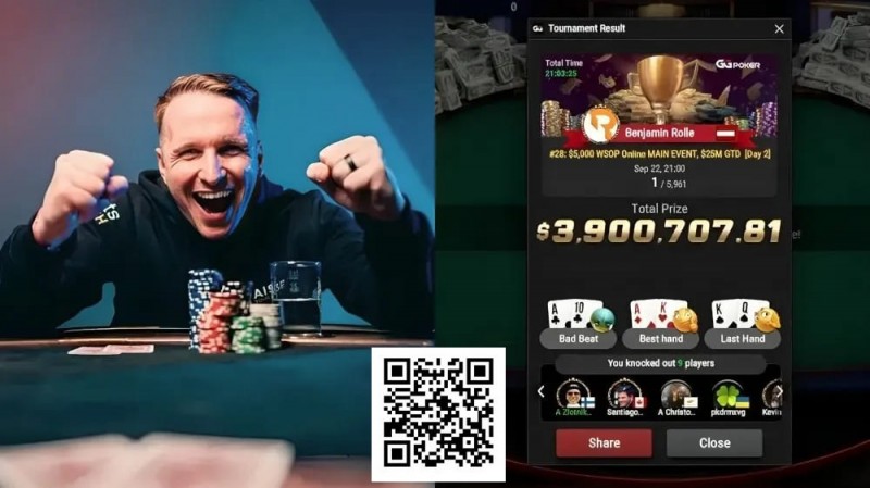 【EV 扑克】WSOP 线上主赛冠军复盘，解析 FT 前的口袋 4 关键手牌！