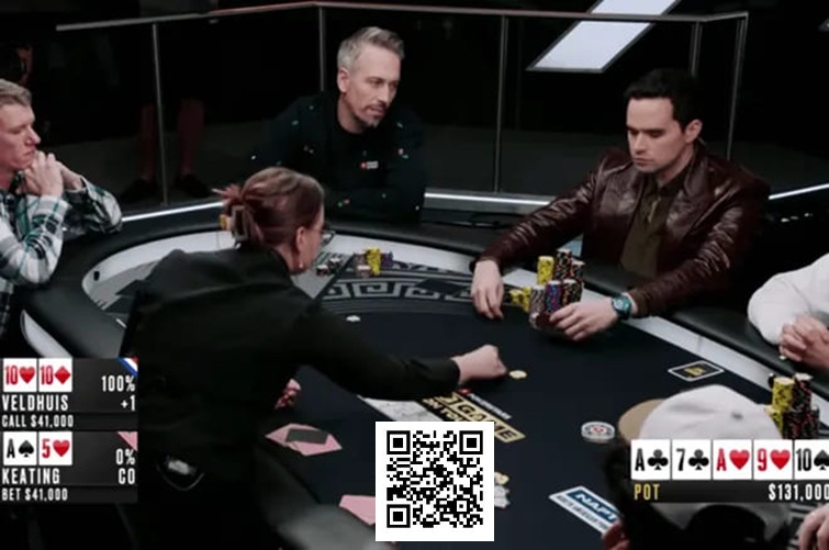 【EV 扑克】葫芦成牌却仅跟注，Veldhuis 诡异决策引全场调侃！与 Keating 扑克对决再掀波澜