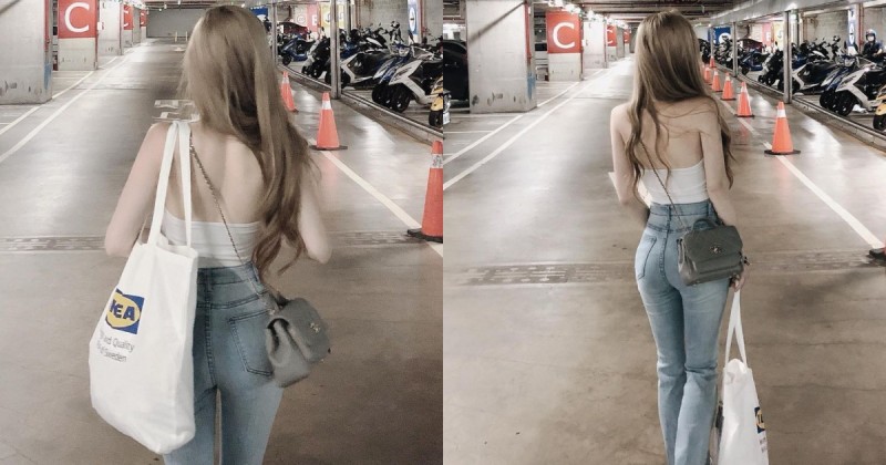 IKEA 停車場遇到「裸背翹臀」正妹！超殺背影讓人自告奮勇想提包，神出正面也超辣超大！