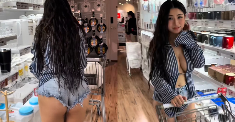 宜得利驚見無罩正妹「艾瑪 Emma」，「晃著大 UU」讓人秒硬！