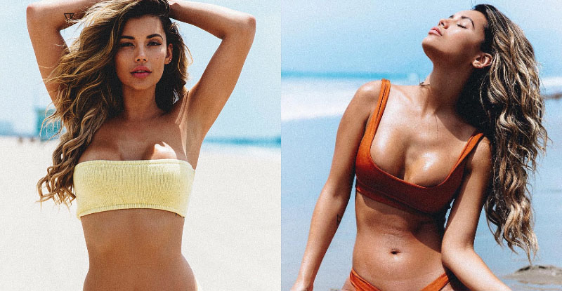 【蜗牛娱乐】辣！狂野妹「渾圓雙乳球」快擠出比基尼 裸身貼膠性感的不要不要der