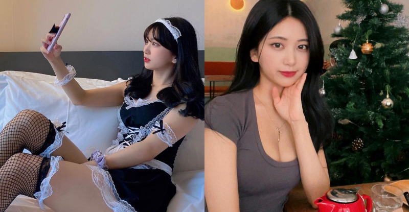 【蜗牛娱乐】「絕頂正妹」女僕裝萌甜自拍，側拍驚現「蜜枝大腿」網友狂讚