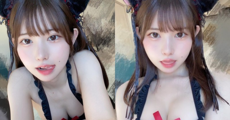 【蜗牛娱乐】又甜又香！櫻花萌妹「雪白爆乳」cos小貓咪，精緻娃娃臉＋性感好身材！