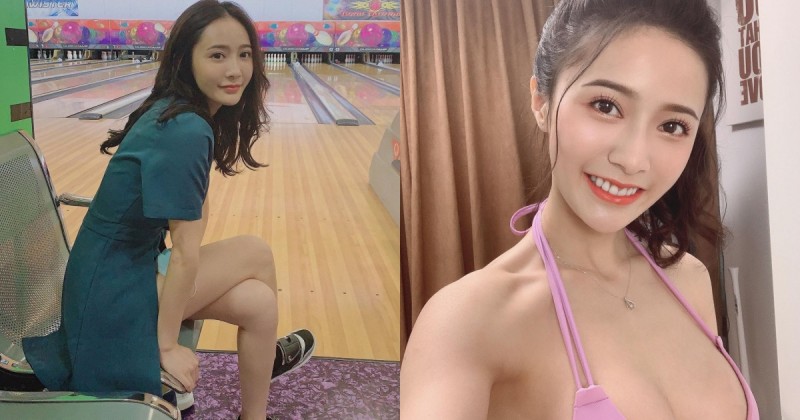 【蜗牛娱乐】保齡球館出沒的「氣質美人」，開衩裙擺露出白皙美腿，私下比基尼穿搭根本辣翻！
