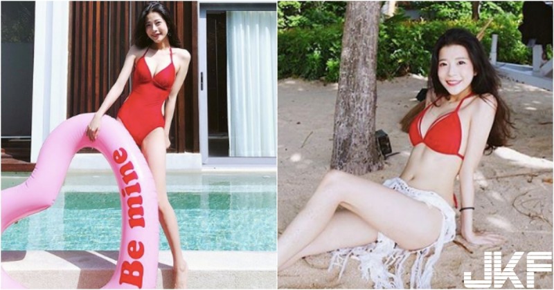 【蜗牛娱乐】清新甜美台灣正妹Alice，「紅色比基尼」火辣度假，白皙長腿好誘人啊～