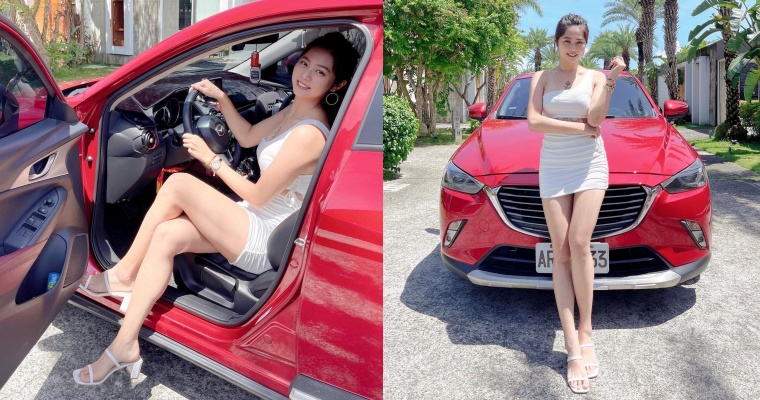 【蜗牛娱乐】167 cm 羽球正妹「萱萱」化身一日車模！「修長美腿」讓人心動