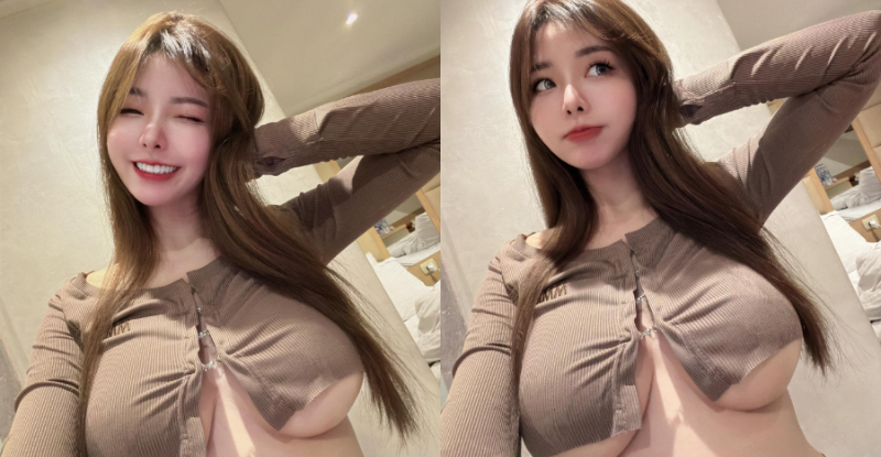 本斥但大！「Miko」胸扣快撐不住，「傲人南半球」形狀又美又大！