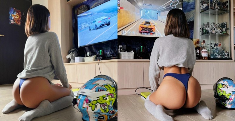 【蜗牛娱乐】美臀女友「瀞諠Selina」只穿小丁打電動　性感畫面讓人把持不住