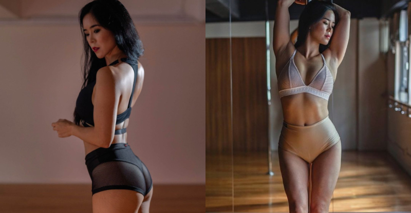 【蜗牛娱乐】鋼管辣姊「Angie」力頂空中一字馬，「性感腹肌」後藏蜜桃臀