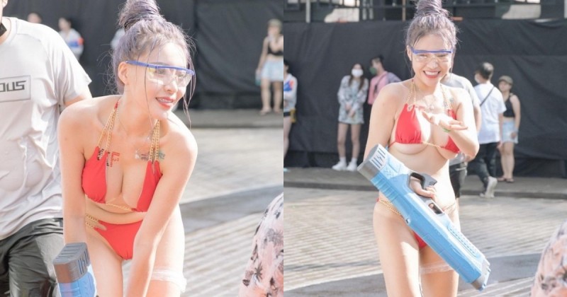 【蜗牛娱乐】電眼正妹「Abby」挺巨乳打水戰！超清涼噴水畫面讓粉絲大飽眼福！