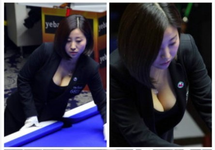 妳是來走秀還是打球？ 她龐然 G 奶一晃&#8230;壓垮撞球台惹