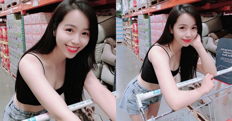 【蜗牛娱乐】好市多大採購！甜美氣質正妹「Alva」細肩帶爆乳背心，「雪白美乳」若隱若現！