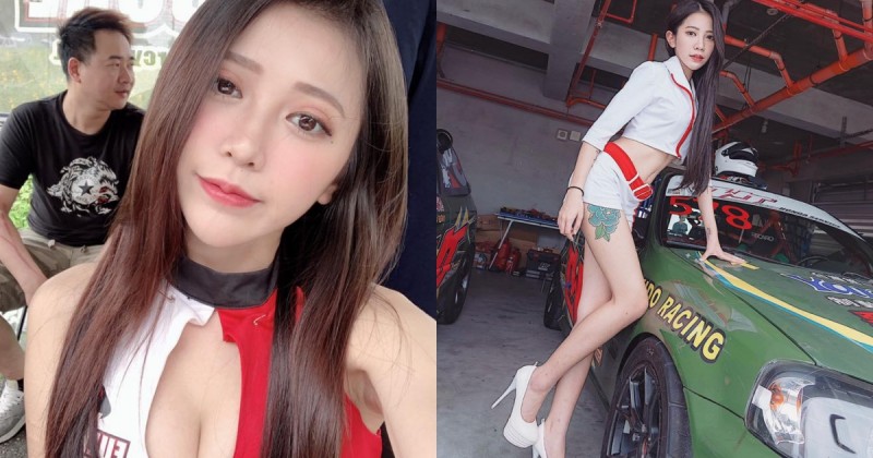 【蜗牛娱乐】甜美電眼賽車女郎「黃萱 Karen」緊身短裙好火辣！「車頭燈」也沒跟你客氣～