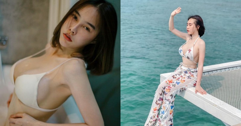 【蜗牛娱乐】巨乳女友泰國度假「美胸大溢出」！乍看以為是「三顆球」在走動！