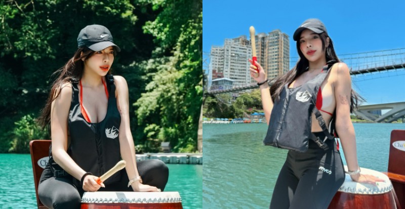 【蜗牛娱乐】性感龍舟正妹鼓手爆乳擊鼓　熱血帶領隊員衝向終點！