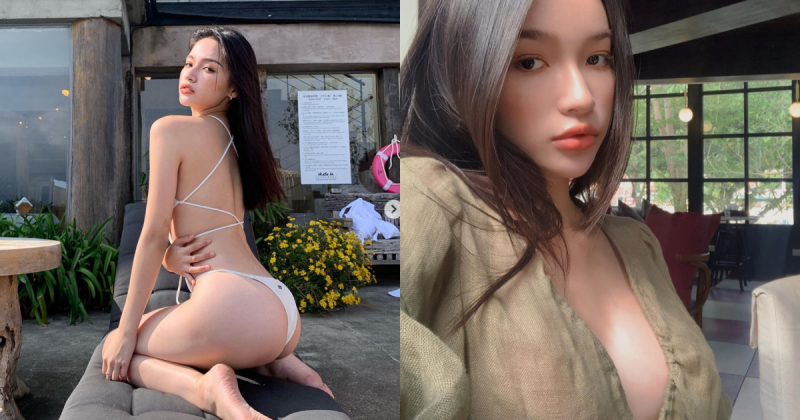 【蜗牛娱乐】穿這樣喝咖啡！歐美系女孩「韓沁渝」傲人身材「挺」出來，加碼渾圓美尻收服網友