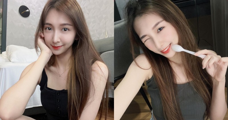【蜗牛娱乐】甜心正妹「對鏡甜笑超迷人」，「甜甜女友造型」充滿戀愛感！