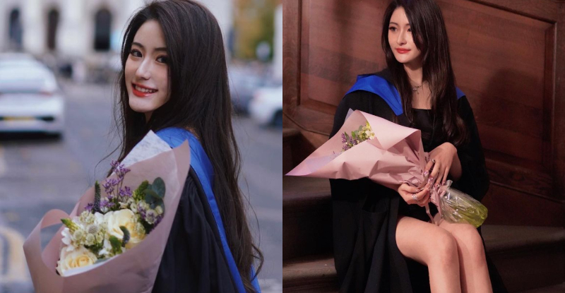 【蜗牛娱乐】「最美畢業生」回眸甜笑太雋永，黑袍下的「白嫩玉腿」讓全體師生超驚喜