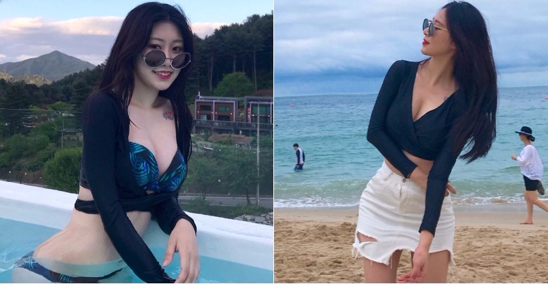 【蜗牛娱乐】素人正妹迎向海邊，「渾圓嫩乳」迎向世人！胸前「不斷彈跳」讓人眼花…