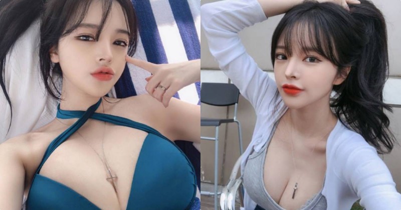 【蜗牛娱乐】好兇！正妹豐滿巨乳要佔滿畫面，項鍊深深卡在勾裡面！