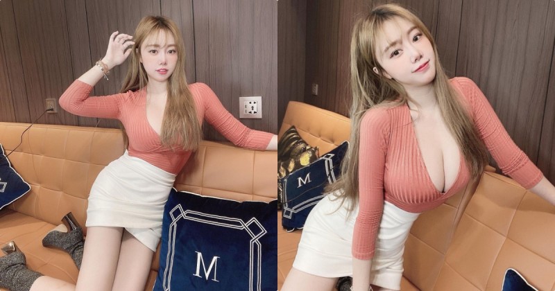 【蜗牛娱乐】小隻馬正妹「可禹」低胸裝蹦出事業線，「性感的深V造型」太讓人著迷！