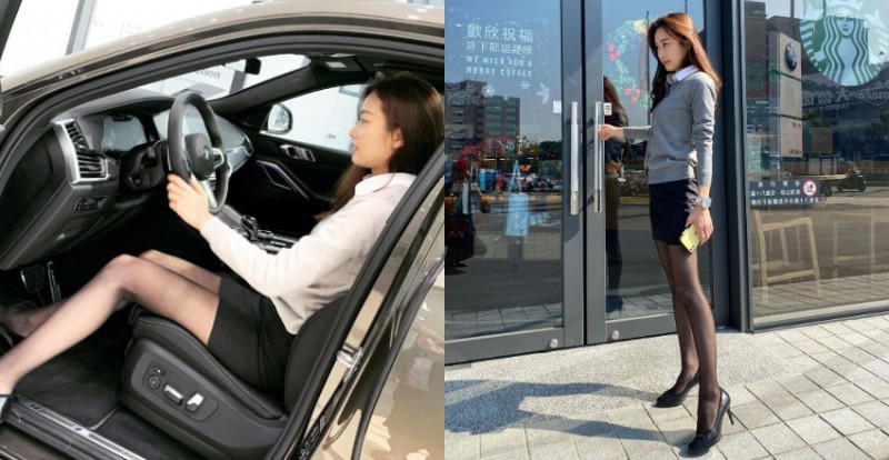 【蜗牛娱乐】換車了！BMW「正妹業務」黑絲逆天長腿太性感　什麼車都買下去！