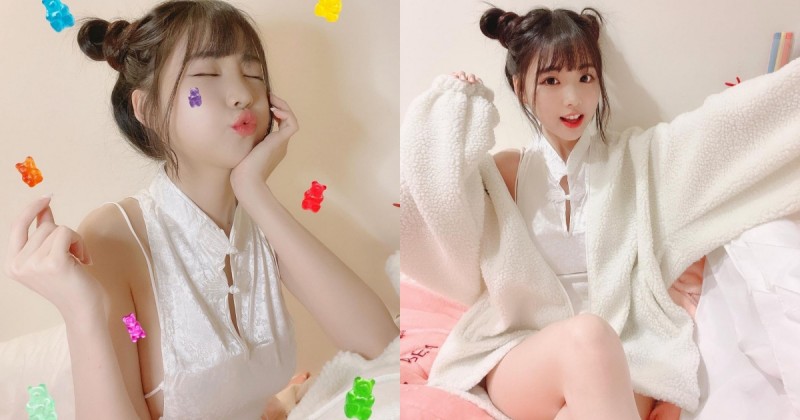 【蜗牛娱乐】清新可愛的「軟萌系正妹」趙兔兔，性感旗袍小露「雪白側乳」，粉絲看到受不了！