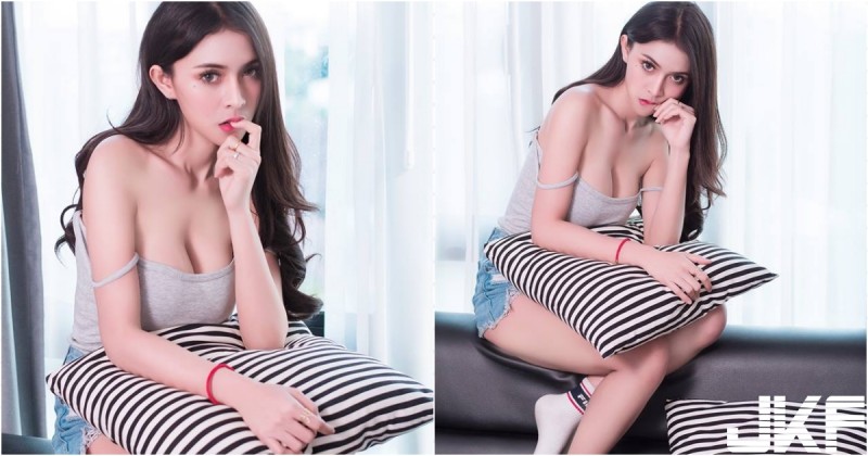 【蜗牛娱乐】居家也能好性感！混血正妹「背心爆乳」不怕你看，白白嫩嫩乳香來襲～