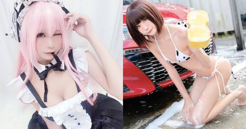 【蜗牛娱乐】小奶也能很性感！甜美coser大膽穿衣秀「小蠻腰」，比基尼洗車好亮眼！