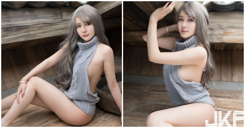 【蜗牛娱乐】嫩模童貞毛衣「外露雄偉南半球」，掀衣還有「白色小褲」，整個辣翻了！