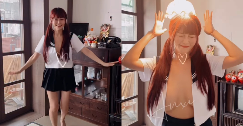 【蜗牛娱乐】人體開關！爆乳小學妹「安希」放學大解放，「圓大車燈」一頂就發亮！